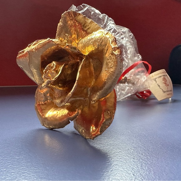 Vintage! 24K Gold Dipped, blooming Real American Rose with Original Tag - Picture 5 of 9